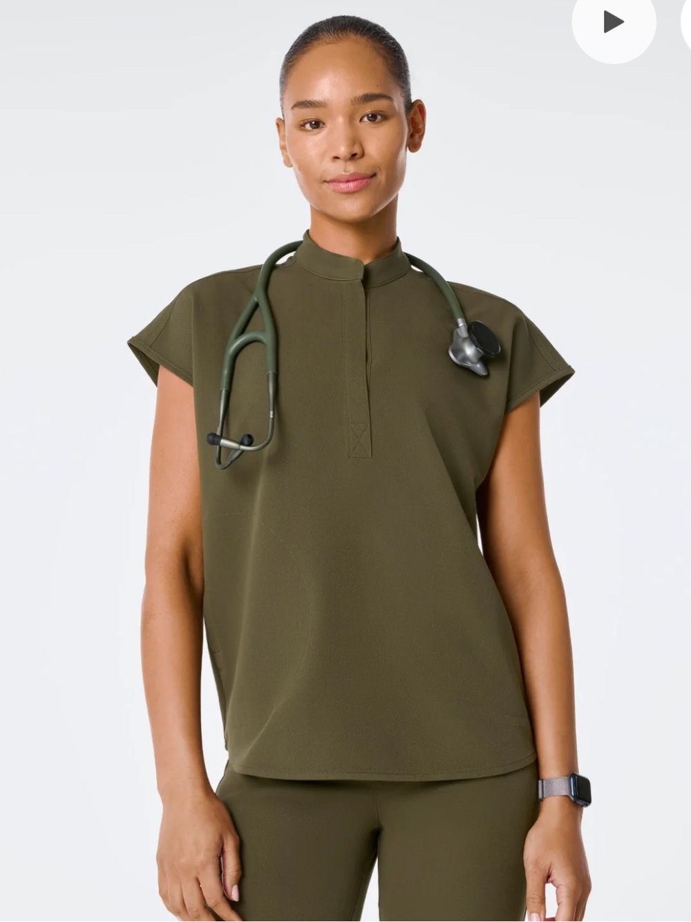 Figs Rafaela Oversized Scrub Top XXSmall in Olive